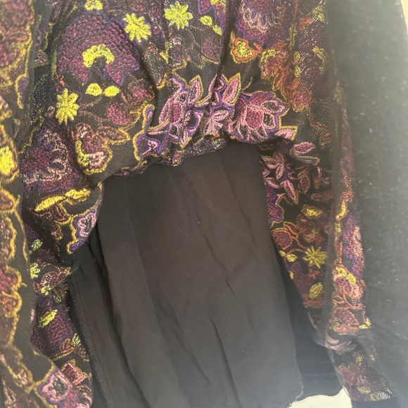 Anthropologie Embroidered Purple and Black Floral Mini Dress Size 0 MSRP $398 - Picture 8 of 12